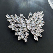 Load image into Gallery viewer, Luxury Silver-tone Marquise Shaped CZ Butterfly Brooches Pin Sparkles Insect Jewelry
