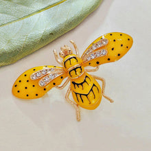 Load image into Gallery viewer, Exquisite Gold - Plated Bee - Shaped Brooch with Sparkling Rhinestones and Enamel Detailing
