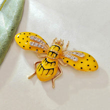Load image into Gallery viewer, Exquisite Gold - Plated Bee - Shaped Brooch with Sparkling Rhinestones and Enamel Detailing
