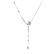 Load image into Gallery viewer, Lariat Style Camellia Flower Tassel Teardrop Necklace for Wedding Bridal Gift Accessory
