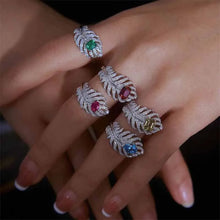 Load image into Gallery viewer, Luxury Vintage Opens Micro Pave CZ Wrapped Peacock Feather Cocktail Rings
