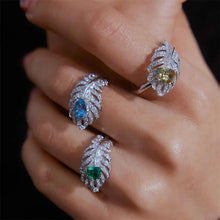 Load image into Gallery viewer, Luxury Vintage Opens Micro Pave CZ Wrapped Peacock Feather Cocktail Rings
