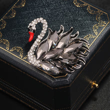 Load image into Gallery viewer, Elegant Black Rhinestone Swan Brooch with Red Mouth ,Women Collection Jewelry
