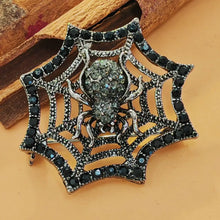 Load image into Gallery viewer, Punk Style Black Crystal Halloween Spider Web Brooch Crystal Insect Pin
