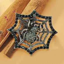 Load image into Gallery viewer, Punk Style Black Crystal Halloween Spider Web Brooch Crystal Insect Pin
