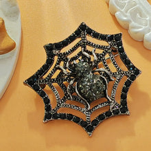 Load image into Gallery viewer, Punk Style Black Crystal Halloween Spider Web Brooch Crystal Insect Pin

