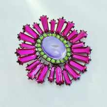 Load image into Gallery viewer, Striking Fuchsia Pink KEYSTONE Flower Brooch Pin Statement Jewelry
