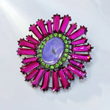 Load image into Gallery viewer, Striking Fuchsia Pink KEYSTONE Flower Brooch Pin Statement Jewelry
