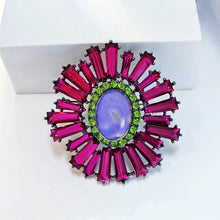 Load image into Gallery viewer, Striking Fuchsia Pink KEYSTONE Flower Brooch Pin Statement Jewelry

