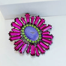 Load image into Gallery viewer, Striking Fuchsia Pink KEYSTONE Flower Brooch Pin Statement Jewelry
