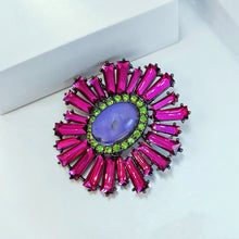 Load image into Gallery viewer, Striking Fuchsia Pink KEYSTONE Flower Brooch Pin Statement Jewelry
