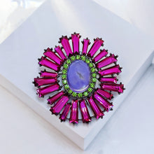 Load image into Gallery viewer, Striking Fuchsia Pink KEYSTONE Flower Brooch Pin Statement Jewelry
