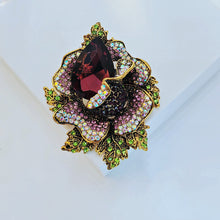 Load image into Gallery viewer, Jewelblings Fantastic Micro Pave Purple Crystal Rhinestone Rose Flower Pins Broaches for Prom Dressy Shawl Business Suit Formal Gown Jewelry
