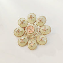 Load image into Gallery viewer, Jewelblings Elegancy Golden Beads White Enamel Round Flower Brooches Pins Decoration DIY Project Business Suit Formal Dress Gown Accessory
