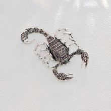 Load image into Gallery viewer, Steampunk Silver Tone Dark Gray Crystal Large Scorpion Brooch Pin Dangerous Insect Jewelry
