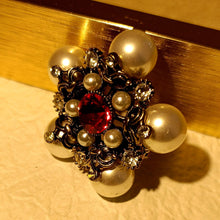 Load image into Gallery viewer, Retro Vintage Pearl and Red Star Brooch Pin Antique Collection Jewelry
