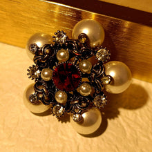 Load image into Gallery viewer, Retro Vintage Pearl and Red Star Brooch Pin Antique Collection Jewelry
