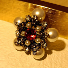 Load image into Gallery viewer, Retro Vintage Pearl and Red Star Brooch Pin Antique Collection Jewelry
