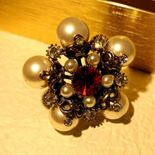 Load image into Gallery viewer, Retro Vintage Pearl and Red Star Brooch Pin Antique Collection Jewelry
