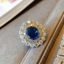 Load image into Gallery viewer, Royal Vintage Two Round CZ Cluster Blue Round Cocktail Rings for Women Party
