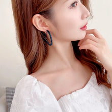 Load image into Gallery viewer, Chic Fashion Full Red Black Clear Dark Blue Crystal Hoop Earrings Daily Wear Accessory
