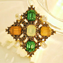 Load image into Gallery viewer, Byzantine Vintage Imitated Pearl and Color Stone Maltese Cross Brooch Pin for Women
