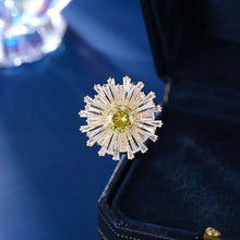 Load image into Gallery viewer, Shiny Baguette Cut CZ Accent Pink Yellow Green Sunflower Pin Lapel Collar Jewelry
