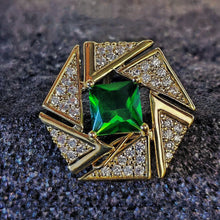 Load image into Gallery viewer, Stunning Triangle Surrounded Green Stone Centered Geometric Pin Lapel Jewelry
