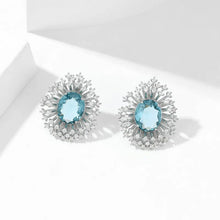 Load image into Gallery viewer, Splendid Olive Green Pink Blue Burst Oval Stud Earrings Fancy Firework Jewelry
