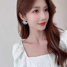 Load image into Gallery viewer, Fashion Designer Gold Tone Sprout &amp;Burst CZ Purple Blue Moon  Earrings for Office Lady Wear

