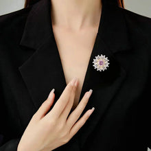 Load image into Gallery viewer, Shiny Baguette Cut CZ Accent Pink Yellow Green Sunflower Pin Lapel Collar Jewelry
