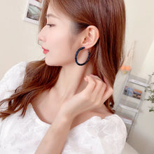 Load image into Gallery viewer, Chic Fashion Full Red Black Clear Dark Blue Crystal Hoop Earrings Daily Wear Accessory
