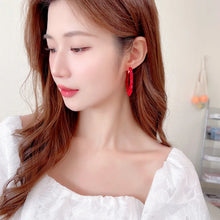Load image into Gallery viewer, Chic Fashion Full Red Black Clear Dark Blue Crystal Hoop Earrings Daily Wear Accessory
