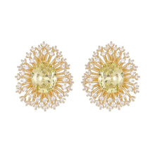 Load image into Gallery viewer, Splendid Olive Green Pink Blue Burst Oval Stud Earrings Fancy Firework Jewelry
