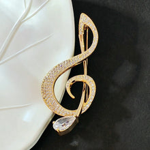 Load image into Gallery viewer, Shiny Gold Tone CZ G Clef Music Note Pin Brooch Gift Jewelry
