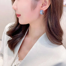 Load image into Gallery viewer, Gorgeous White and Blue Circlet Bowtie Stud Earrings for Girls Gift
