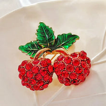 Load image into Gallery viewer, Cute Red Crystal Cherry Pin Brooch for Women Girl Accessory
