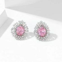 Load image into Gallery viewer, Splendid Olive Green Pink Blue Burst Oval Stud Earrings Fancy Firework Jewelry
