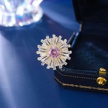 Load image into Gallery viewer, Shiny Baguette Cut CZ Accent Pink Yellow Green Sunflower Pin Lapel Collar Jewelry
