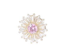 Load image into Gallery viewer, Shiny Baguette Cut CZ Accent Pink Yellow Green Sunflower Pin Lapel Collar Jewelry
