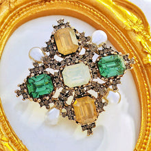 Load image into Gallery viewer, Byzantine Vintage Imitated Pearl and Color Stone Maltese Cross Brooch Pin for Women
