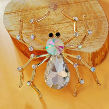 Load image into Gallery viewer, Impressive Oversize AB and Clear Rhinestone Lucky Spider Brooch Pin None Halloween Outfit Jewelry
