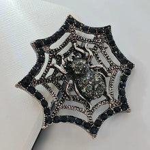 Load image into Gallery viewer, Punk Style Black Crystal Halloween Spider Web Brooch Crystal Insect Pin
