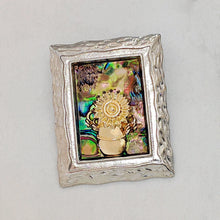 Load image into Gallery viewer, Abstract Art Vintage Abalone Accent Sunflower Vase Picture Frame Brooch Pin Silver Tone
