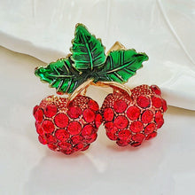 Load image into Gallery viewer, Cute Red Crystal Cherry Pin Brooch for Women Girl Accessory
