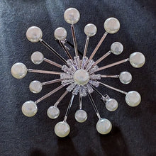 Load image into Gallery viewer, 1960&#39;s Modern Vintage Sputnik Chandelier Pearl Atomic Brooch Pin
