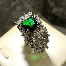 Load image into Gallery viewer, Stunning Blossom &amp;Green Zircon Square Stone Promise Rings Size 7  8
