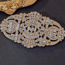 Load image into Gallery viewer, Victorian Antique Stylish Gold-tone Art nouveau Oval Rhinestone Brooch Pin Costume Jewelry
