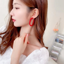 Load image into Gallery viewer, Chic Fashion Full Red Black Clear Dark Blue Crystal Hoop Earrings Daily Wear Accessory
