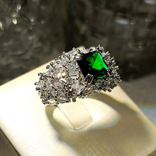 Load image into Gallery viewer, Stunning Blossom &amp;Green Zircon Square Stone Promise Rings Size 7  8
